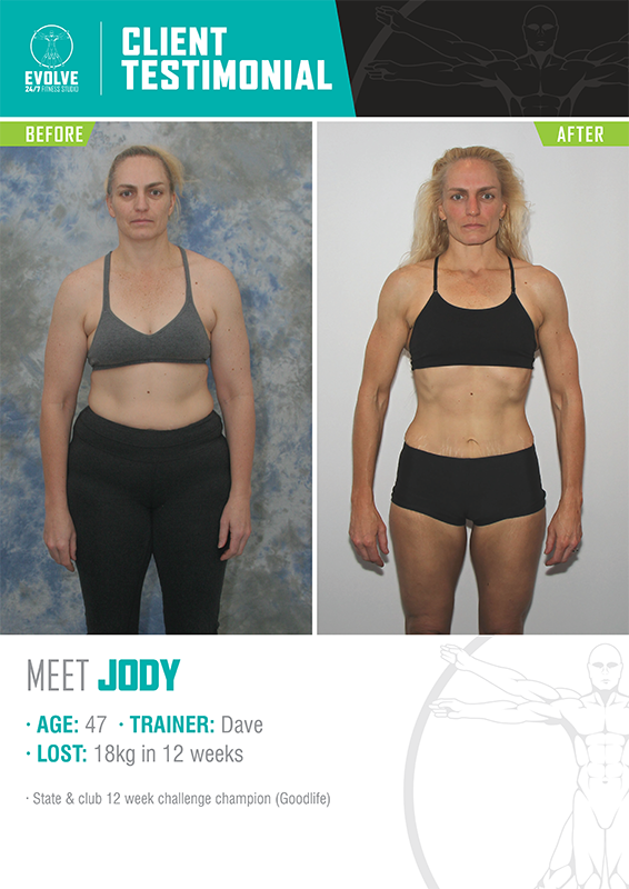 Body Transformations Melbourne - Evolve Training Systems Gym - JODY FA